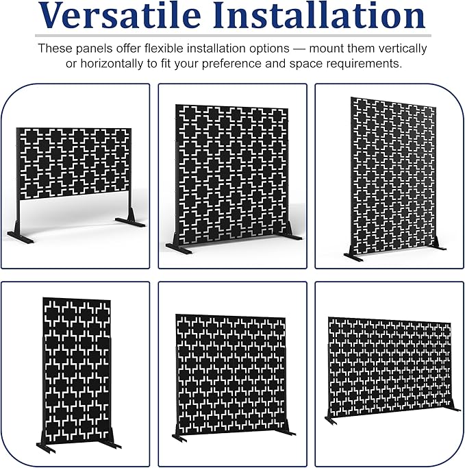 Outdoor Privacy Screen,72" H×47" W Metal Privacy Screen, Freestanding Privacy Fence Panels for Patio FENCY