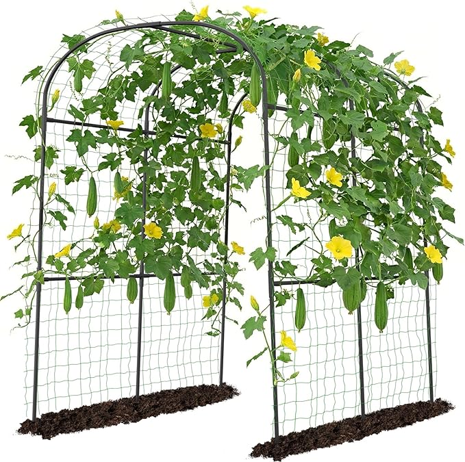 DoCred Tall Garden Arch Trellis for Climbing Plants, 83 Inch Tall Metal Plant Support Trellis Archway for Climbing Vine Vegetable/Fruit/Flower Outdoor Yard Lawn Garden Arch Tunnel Trellis DoCred