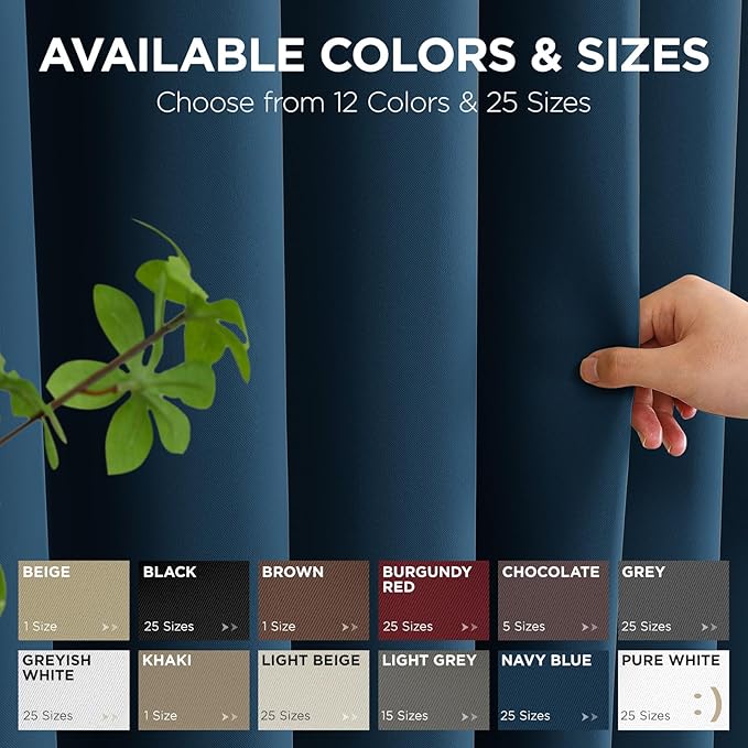Joydeco Blackout Patio Sliding Door Curtains 96 Inches Long, Grommet Privacy Room Divider Curtains, Extra Wide Thermal Blackout Drapes for Bedroom Living Room (Navy Blue, 80Wx96L, 1 Panel) JOYDECO