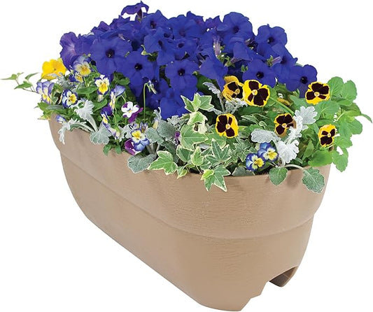 EMSCO Group Bloomers Railing Planter with Drainage Holes – 24" Weatherproof Resin Planter – Sand Emsco+Group