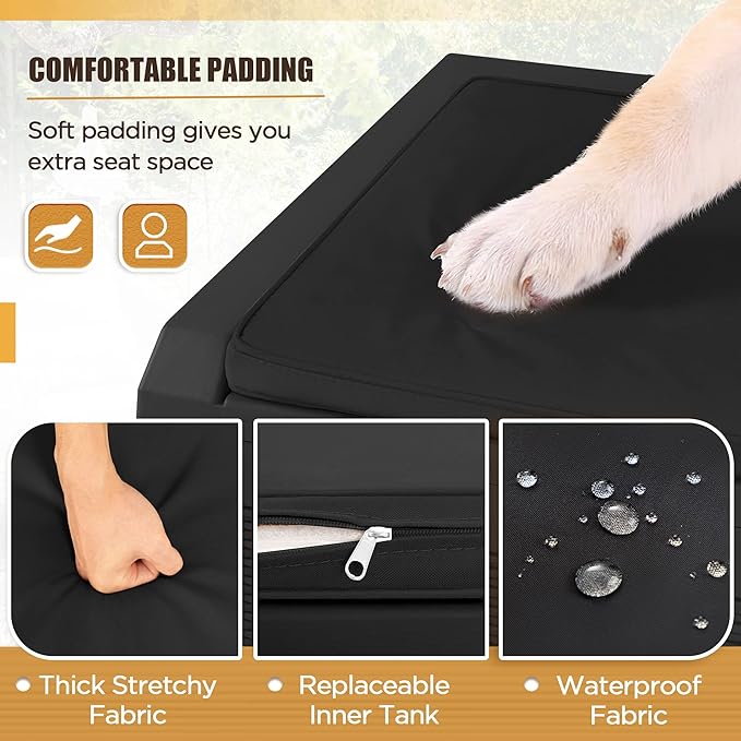 Devoko 100 Gallon Waterproof Large Resin Deck Box Outdoor Storage Box Indoor Lockable Storage Container with Cushion for Patio Furniture Garden Pool Cushions (Black) DEVOKO