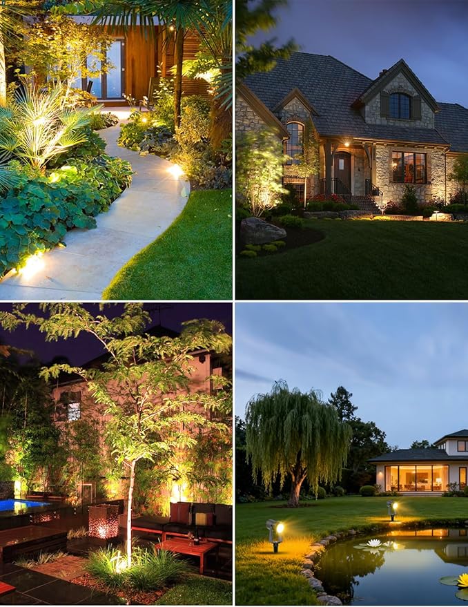 ZYAN Solar Landscape Spotlights, Separate Monocrystalline Panels & USB-C Powered 10800mAh Auto On Off Dusk to Dawn, Outdoor IP65 Waterproof, Warm White for Yard Path Patio (100 Lumens × 8 Pack) ZYAN