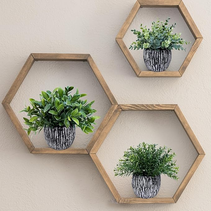 Winlyn Set of 3 Artificial Potted Plants Faux Eucalyptus Rosemary Boxwood Greenery in Black & White Concrete Pots Small Fake Plant for Indoor Outdoor Home Office Table Shelf Windowsill Greens Décor Winlyn