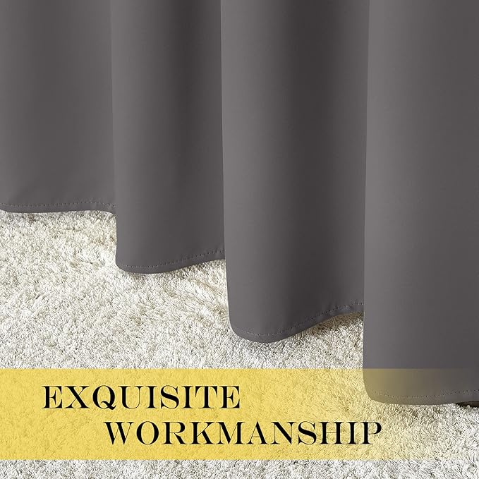 NICETOWN Grey Blackout Curtain 84 inches Long for Bedroom - Thermal Insulated Window Treatment with Grommet Room Darkening Thermal Insulated Panel for Living Room, W52 x L84, 1 Panel NICETOWN