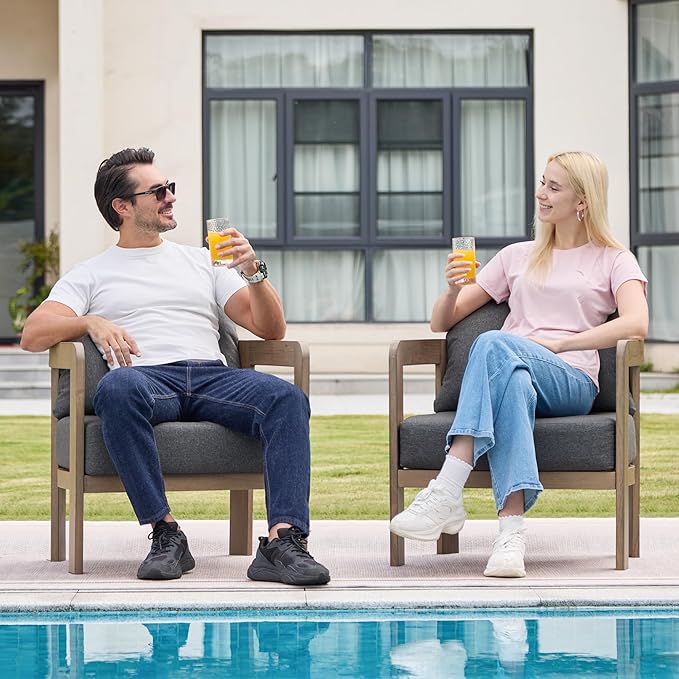 Outdoor Patio Furniture Set, 5 Pieces Modern Metal Patio Conversation Set with 6" Thick Cushions, Outdoor Lounge Sofa 350lbs for Backyard Porch Balcony, Grey COMLAXFIELD
