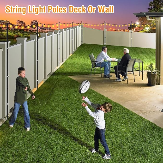 AILBTON 10 Pack 10Ft String Light Poles,Light Poles for Outside String Lights,Outdoor Light Poles with Fork,Metal Pole Stand for Patio,Backyard,Deck AILBTON
