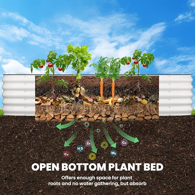 Galvanized Raised Garden Bed 8x2x1.5 FT, Oval Metal Raised Garden Bed Outdoor Planter Box with Open Bottom, Rust-Resistant Steel Garden Bed for Vegetables Herbs Flowers, Easy Assembly Pattiumo