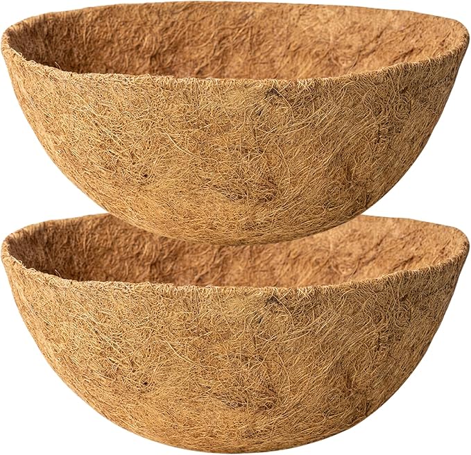 18 Inch Natural Coconut Fiber Liner for Hanging planters Round Coco Replacement Liners for Flower Basket Planter Large Coco Coir Pots for Outdoor Garden Plants – 2 Pack KarlliuHOMEGARDEN