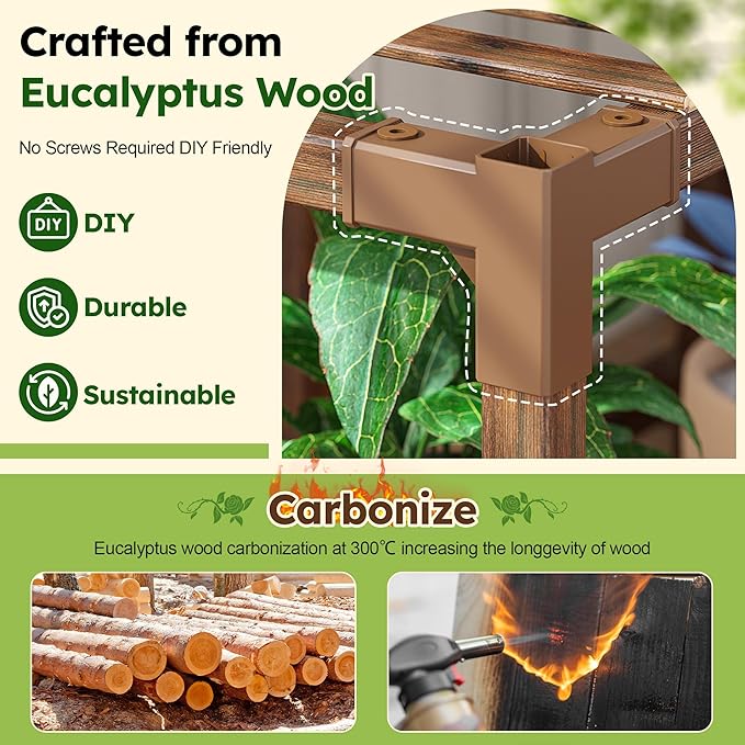 EnHomee Plant Stand Indoor Wood Plant Stand Outdoor Tiered Plant Shelf for Multiple 16-21 Potted Plants for Living Room Patio Balcony Yard Garden 44.9" W x 11.8" D x 62.2" H EnHomee