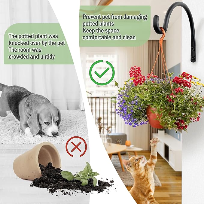 Qiang Ni Hanging Plant Bracket Hooks: 8 Inch Wall Plant Hook Planters and Decor - 2 Piece Rust-Resistant and Secure Brackets Maximize Your Outdoor Living Space QiangNi