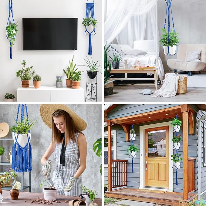 Macrame Plant Hangers, 6Pack Hanging Planters for Indoor Plants w/ 6 Set Hangers Kit Handmade Macromay Plant Hangers Indoor Flower Pots Holder Stand for Boho Home Décor (POTS NOT Included) SFENNGPET