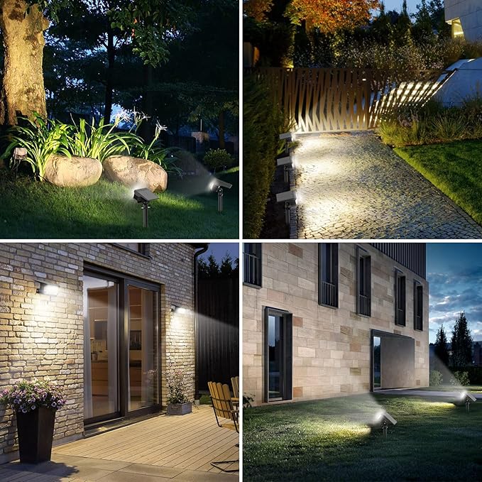 Solar Spot Lights Outdoor, [57 LED/2 Pack] Solar Lights Outdoor IP65 Waterproof, 3 Modes Solar Powered Landscape Spotlights for Garden Yard Outside Patio Pathway Pool(Cold White) MinPea