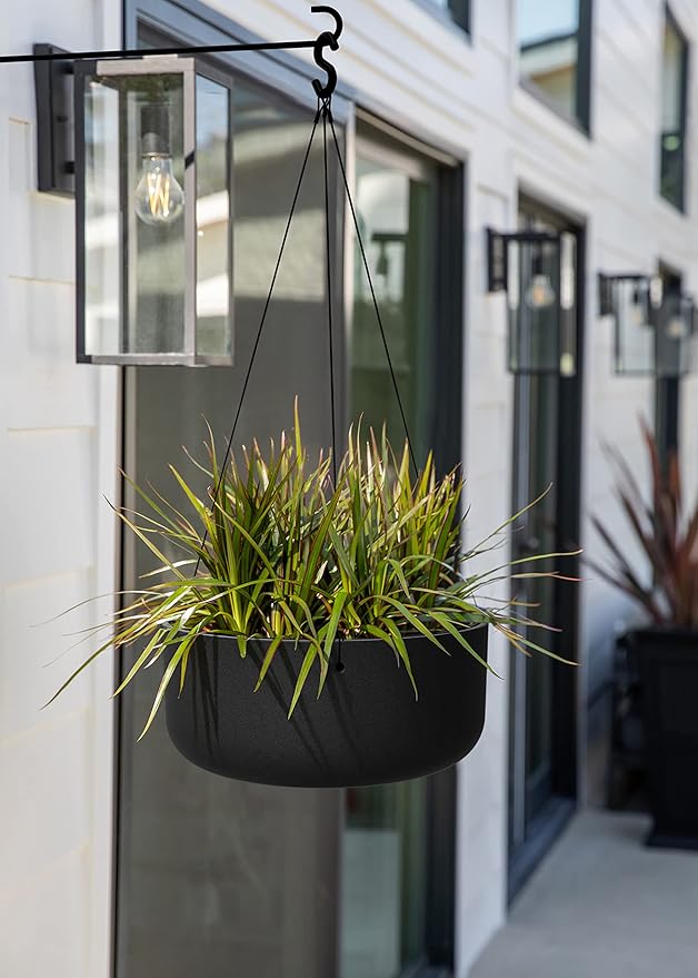Veradek Mason Series Hanging Kona Planter - Round Planter for Outdoor Balcony/Patio | Made from Plastic-Stone Composite with Hanging Attachment | Modern Décor for, Flowers, Succulents, Small Plants VeradekOutdoor