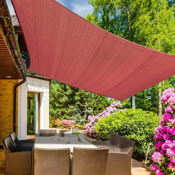KANAGAWA 14'X24' Rust Red Custom Size Sun Shade Sail Rectangle UV Block Canopy Cover for Patio Backyard Lawn Garden Outdoor (Customized Available) KANAGAWA