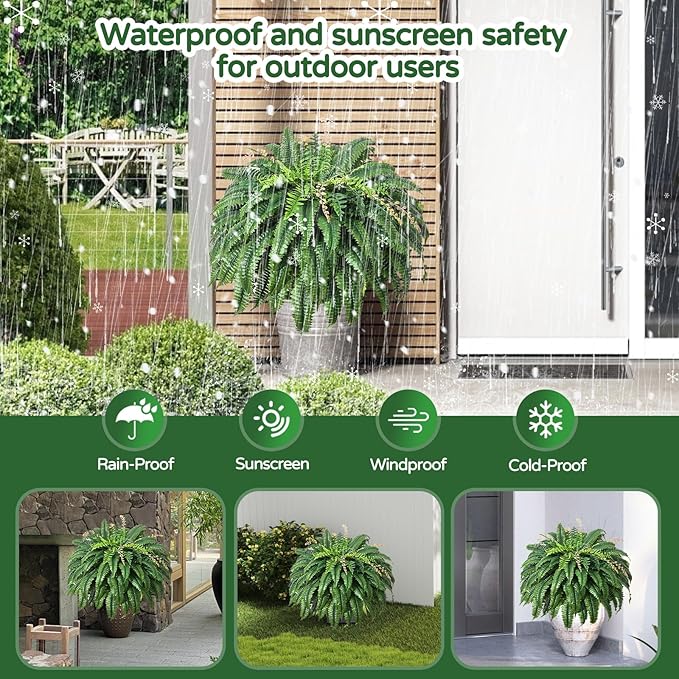 128 Leaves Fake Ferns, Large Artificial Boston Fern, Faux Fern Plants for Home, Office, Garden Indoor Outdoor Decoration(49 inch,1pack) FAJUNZH