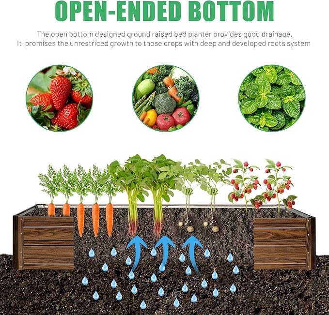 SnugNiture 2 Pcs 6x3x1FT Raised Garden Bed Galvanized Planter Garden Boxes Outdoor, Deep Root Planter Raised Bed for Vegetables Flowers Herbs,Brown snugniture