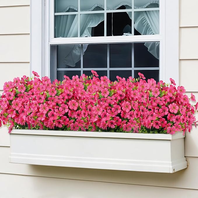 AGIRL 16 Bundles Artificial Flowers for Outdoor,No Fade Fake Plastic Flowers Faux Plants for Hanging Planters Decoration Indoor Outside Garden Porch Window Box Home Wedding AGIRL