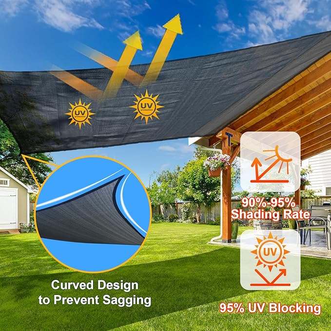 SUNLAX Sun Shade Sail 8' x 8' x 8' Graphite Grey Triangle Canopy Sail Shade Cover UV Block Permeable Sunshade Outdoor for Patio Backyard (We Make Custom Size) SUNLAX