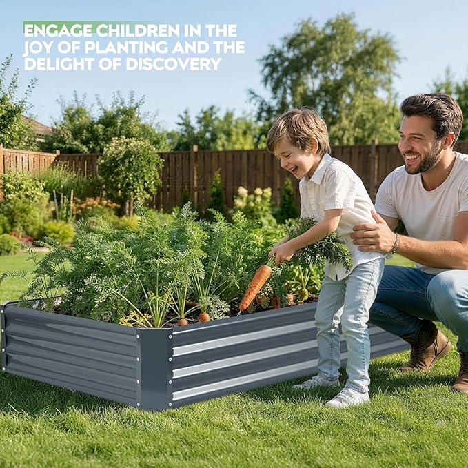 ZORMY 2Pack 6×3×1ft Galvanized Raised Garden Bed Kit, Metal Planter Boxes Outdoor, Large Raised Beds for Vegetables, Fruits, and Flowers - Grey ZORMY