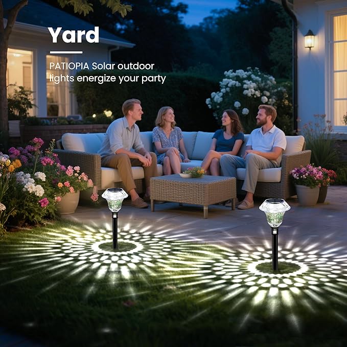Solar Pathway Lights Garden Decor for Yard, Solar Garden Lights for Outside Waterproof Landscape Lighting, Garden Decorative for Walkway, Driveway, Yard, Landscape, Lawn (8 Pack Cold White) PATIOPIA