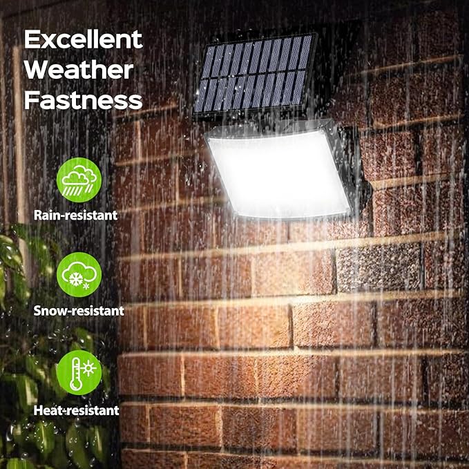 Adiding Solar Outdoor Lights, 2800LM LED Flood Lights with 16.4 Ft Cable, Remote Control Solar Motion Sensor Lights with 3 Modes, Solar Powered Security Lights for Outside Patio, Yard, Garage, 1 Pack Adiding