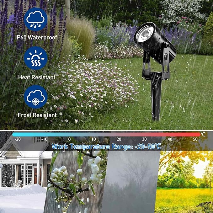 T-SUNUS Solar Spot Lights Outdoor White Christmas 4 Pack IP65 Waterproof Landscape Spotlights 6000K Separate Panel with 9.8ft Cable Auto On/Off for Flag Pond Trees Driveway Garden Pathway Halloween T-SUNUSLighting