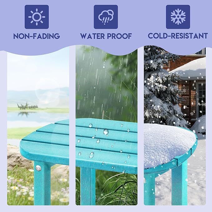 LZRS Outdoor Side Table - 2-Tier Adirondack HDPE Patio End Table for Pool, Porch,Balcony & Backyard,Weather Resistance for Indoor and Outdoor use(Turquoise) LZRSPET