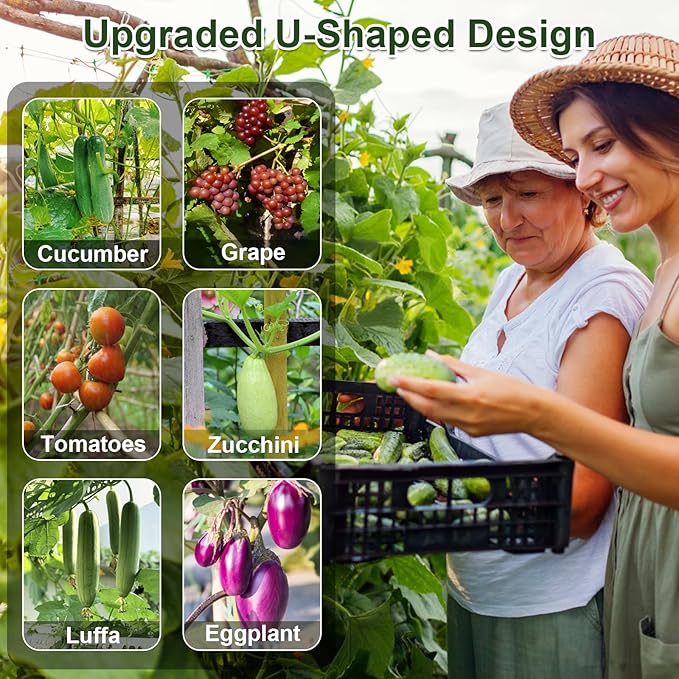 Cucumber Trellis for Raised Bed,U-Shape Garden Trellis for Climbing Plants Outdoor, Metal Arch Trellis for Vegetables, Plant Support for Vine,Tomato, Pea (Green, 49.6" L×30" W×47.2" H) iGreely