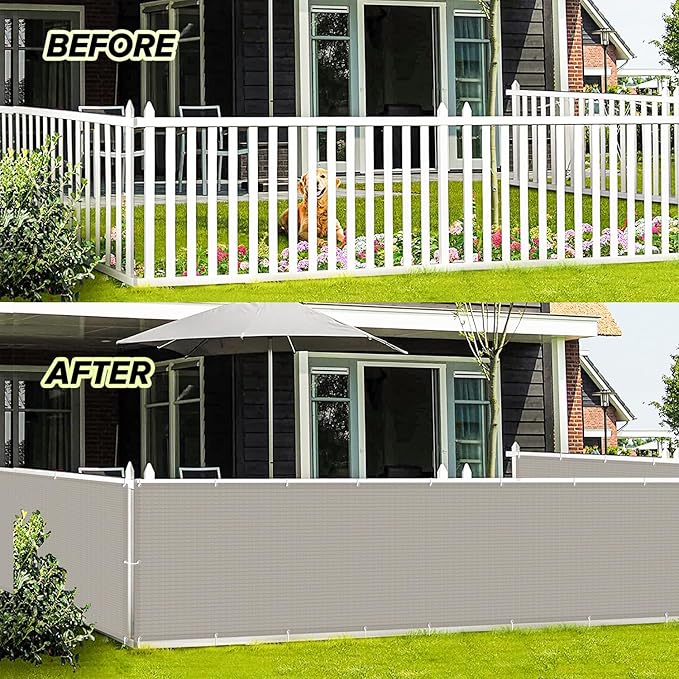 LOVE STORY Balcony Privacy Screen, 3.3'x19.7' Deck Shield Screen Fence Cover,UV Protection and Weather-Resistant,3FT Height for Deck, Patio, Backyard, Outdoor Pool, Porch, Railing, Beige-Grey LOVESTORY