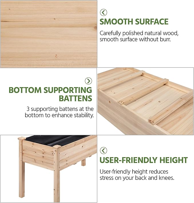 Yaheetech 2pcs Raised Garden Bed 48x24x30in Elevated Wooden Horticulture Planter Box with Legs Standing Growing Bed for Gardening/Backyard/Patio/Balcony, Wood Yaheetech