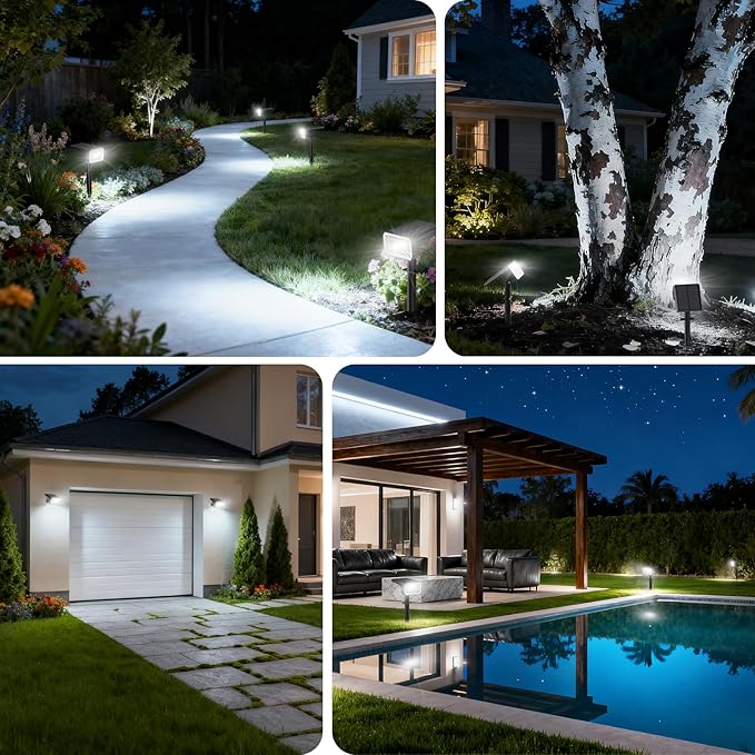 Solar Spot Lights Outdoor Waterproof IP65, [8 Pack/100 LED/4 Modes] 2-in-1 Solar Landscape Spotlights, Auto On/Off High Lumens Spot Lights for Yard Garden Pathway(Cool White) NACINIC