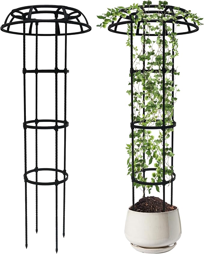 65 Inch Garden Trellis for Climbing Plants Outdoor, Mushroom Top Trellis for Potted Plants, Vines, Roses, Clematis, and Vegetables, Plant Trellis Support 2 Pack Anothera