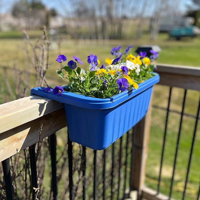 Apollo Exports International 20" Adjustable Railing Planter, Blue Apollo+Exports+International