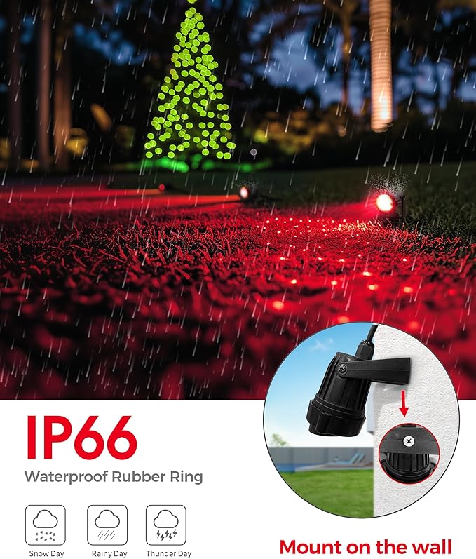 L LOHAS LED Red Spotlight Outdoor, Tree Spot Lights for Yard, Auto On/Off 5W 120V Landscape Lighting for House, Holiday, Christmas Decoration, 450LM IP66 Waterproof, UL Listed, 2 Pack LLOHASLED