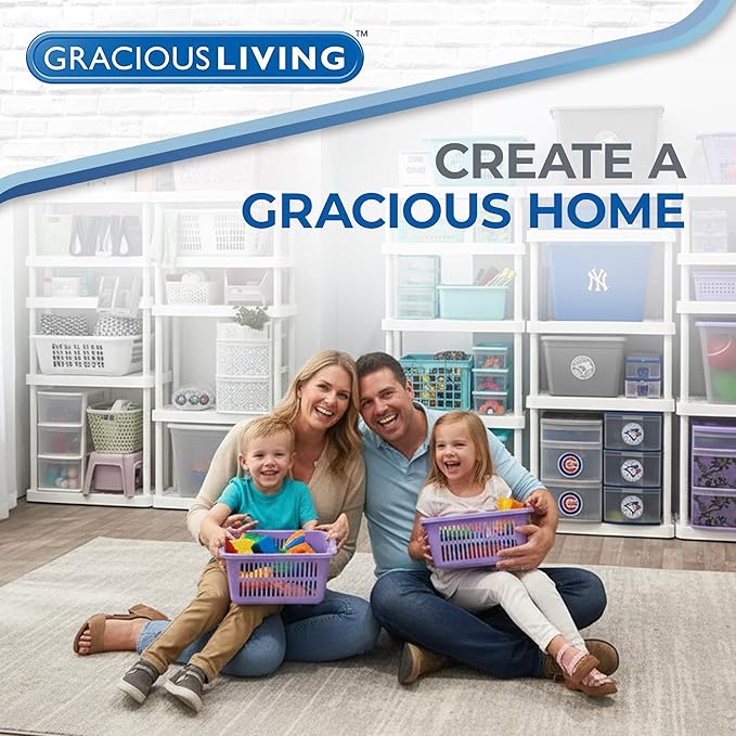 Gracious Living 4 Shelf Knect-A-Shelf Ventilated Light Duty Storage Home Organizer with Adjustable Shelves for Garage, Basement, and Laundry, White GraciousLiving