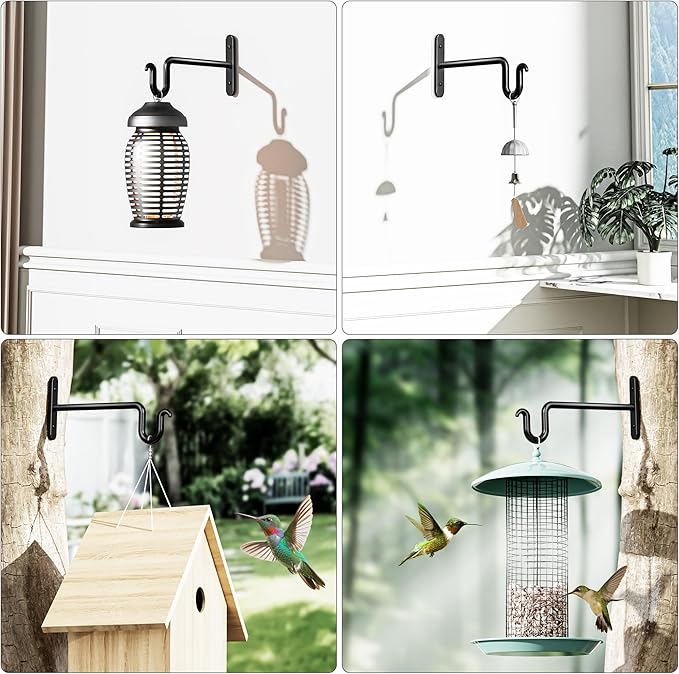 Hanging Plant Brackets 8 Inch - 2 Pack Plant Hanger for Hanging Plants, Heavy Duty Plant Hook for Hanging Bird Feeders, Flower Baskets, Wind Chimes, Lanterns, Indoor or Outdoor. Rootora
