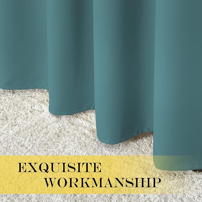 NICETOWN Blackout Curtains 54 Inches Long, Thermal Insulated Room Darkening Curtains for Bedroom, Window Treatment Drapes for Living Room Nursery (W66 x L54 Inch, Sea Teal, 1 Panel) NICETOWN