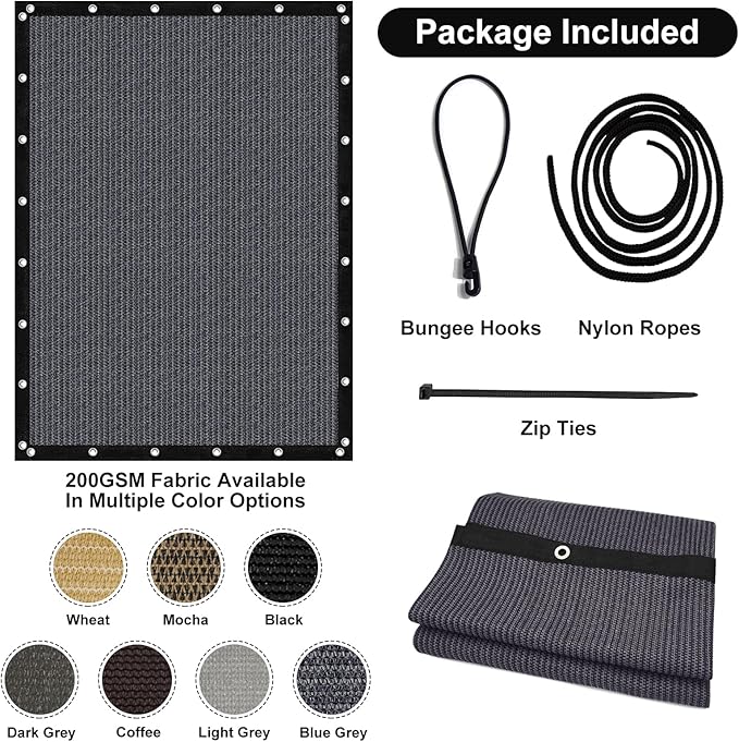 Artpuch 90% Sun Shade Cloth, 3 x 6 FT Pergola Shade Cover Canopy with Grommets, Sun Screen Fabric Tarp for Patio, Outdoor, Garden, Backyard, Dark Grey Artpuch