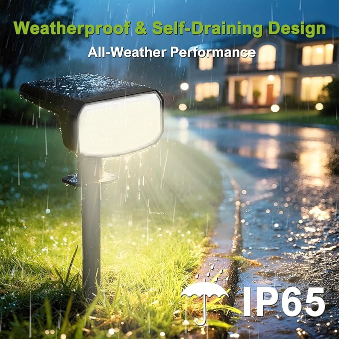 DAMINY Solar Spotlights Waterproof IP65,Auto On/Off,3000K 2 Lighting Modes Solar spot Lights for Garden,Pathway,Yard,Landscape-4 Pack DAMINY
