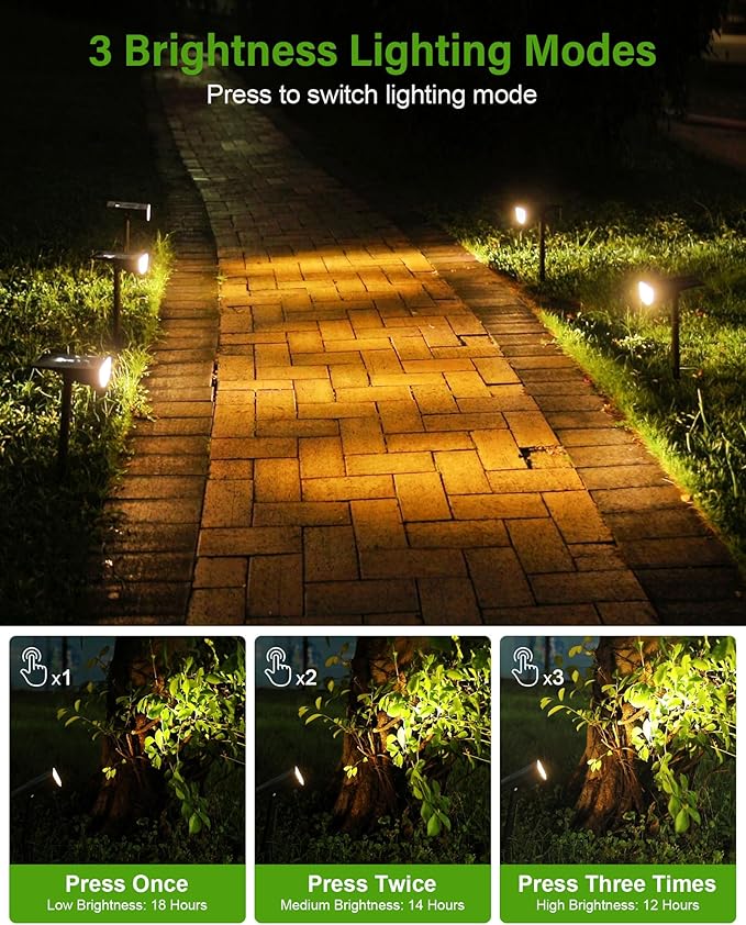 Solar Spot Lights Outdoor, Solar Lights Outdoor Waterproof IP65, 3 Brightness Modes Dusk to Dawn Landscape Spotlights for Yard Garden Pathway Tree Decoration, Warm White, 1 Pack ZookkiDirect