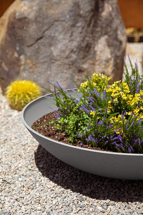 Veradek Mason Series Lane Bowl Planter| for Indoor or Outdoor Tabletops/Gardens |Made from Plastic-Stone Composite with Drainage Holes|Modern Décor for Flowers, Succulents, Small Plants VeradekOutdoor