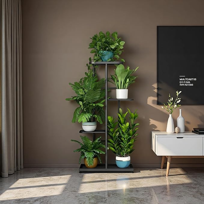 LINZINAR Plant Stand Indoor Outdoor Corner 4 Tier Metal Plant Shelf Patio Plant Rack for Garden Corner Balcony Living Room LINZINAR