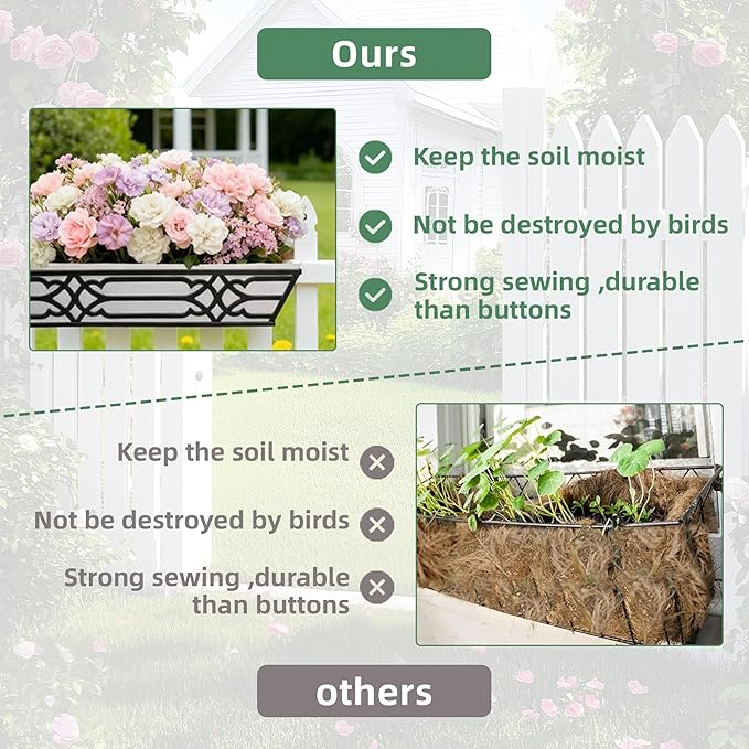 4 Pack 24 Inch Railing Boxes Planter for Outdoor Plants Adjustable Brackets for Porch Fence and Balcony Window Planter Box with Non-Woven Fabric Liner for Hanging Flower Baskets cheehigo