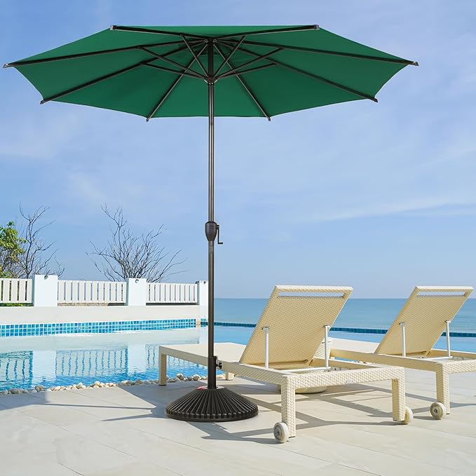 Abba Patio 11FT Lyon Outdoor Patio Umbrella Outdoor Table Umbrella with Push Button Tilt and Crank Market Umbrella 8 Sturdy Ribs UV Protection Waterproof for Garden Deck Backyard Pool Dark Green AbbaPatio