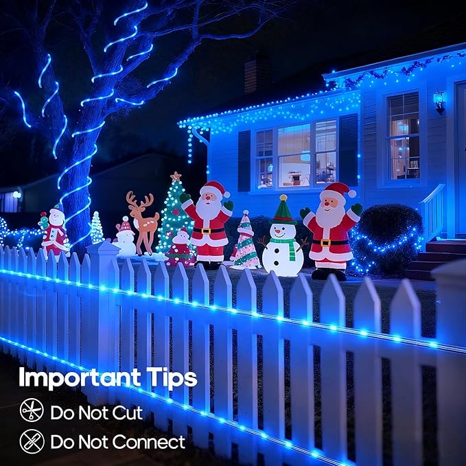 100Ft 720 LED Rope Lights Outdoor Waterproof with Remote, 8 Modes and 4 Brightness Blue Rope Lights for Outside, Garden, Patio, Pool, Bedroom, Party, Indoor Outdoor Decoration (Blue) Soiarllt