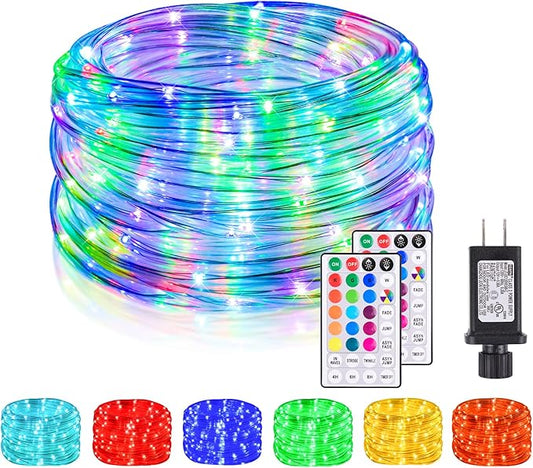 49Ft LED Rope Lights for Outside, 18 Colors Changing Outdoor Fairy String Lights with Remotes, Waterproof 150 LEDs Colored Rope Lighting Plug in for Bedroom Patio Party Halloween Christmas Nazuwke