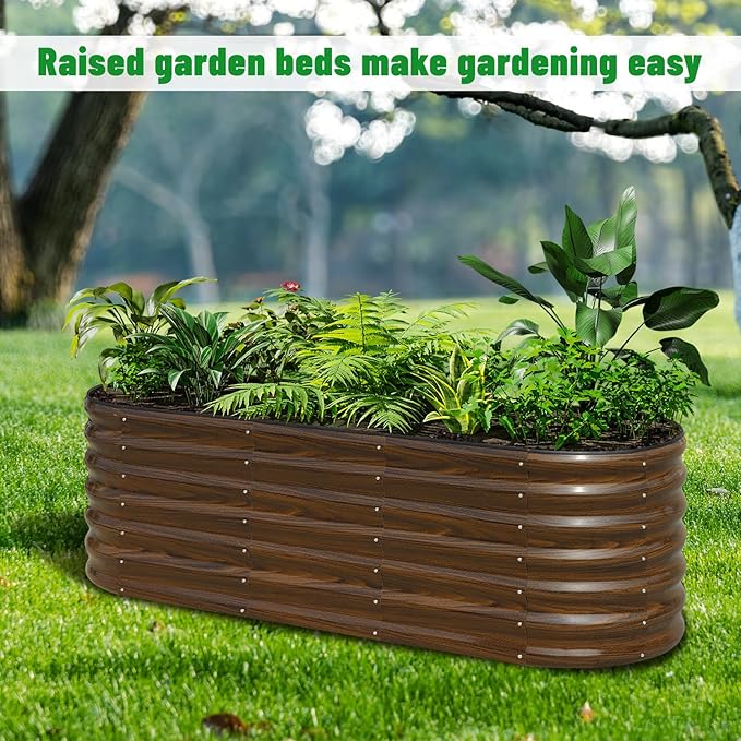 SnugNiture Galvanized Steel Raised Garden Bed Kit, 6x2x2 ft Large Metal Planter Box Outdoor for Gardening Vegetables, Flowers and Fruits snugniture
