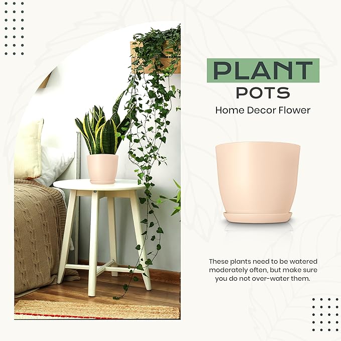 Utopia Home - Plant Pots Indoor with Drainage - 7/6.6/6/5.3/4.8 Inches Home Decor Flower Pots - Plastic Planters for Indoor Plants, Cactus, Succulents Pot (Pink, Pack of 10) UTOPIAHOME