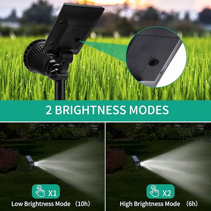 Nekteck Solar Lights, 2-in-1 Solar Spot Lights Outdoor, Waterproof Solar Powered Landscape Spotlights, Bright and Dark Sensing, Auto On/Off for Yard, Pathway, Garden, Driveway (6 Pack, Warm White) Nekteck