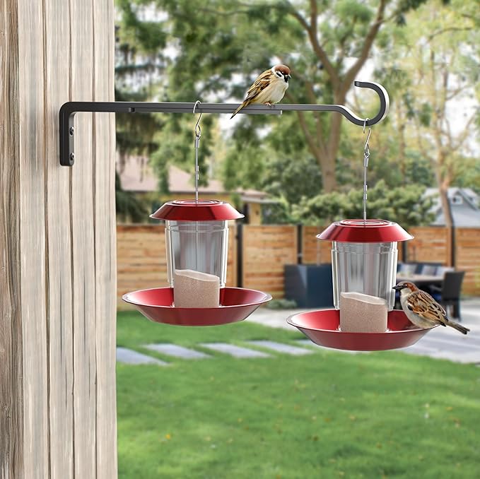 8 Inch 2 Pack Black Heavy Duty Outdoor Plant Hangers, Iron Hanging Plant Brackets for Hanging Plants Outside, Metal Plant Hooks Plant Wall Hooks for Hanging Lantern, Bird Feeder saffruff